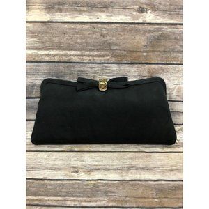 Vintage Black Clutch Purse With Chain Antique Gold Clasp Formal